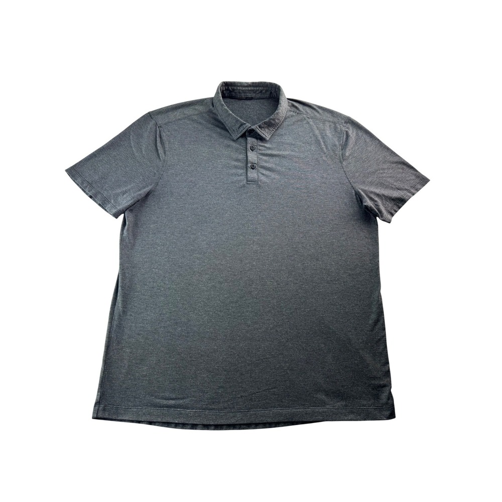 Lululemon Mens Grey Short Sleeve Polo Shirt Size XL Slim‎ Modern Wicking Light